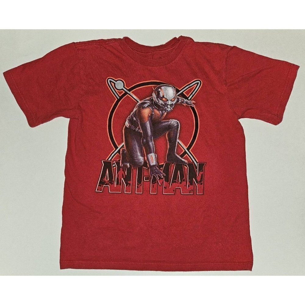 Disney Store Marvel Ant Man Boys Red Tee Shirt Medium 7-8 Antman Fading READ